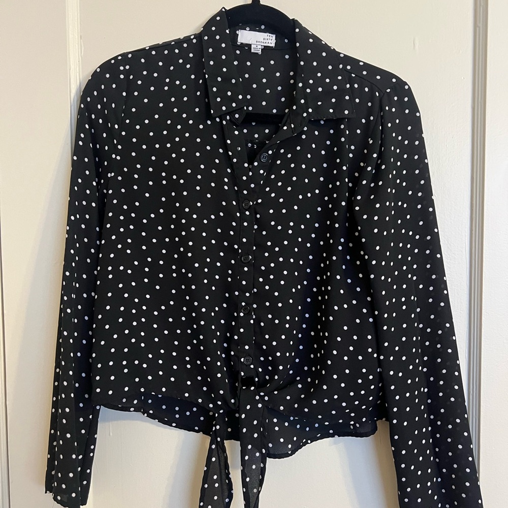 Ten Sixty Sherman Black and White Polka Dot Blouse